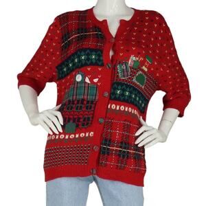 90s Vintage Susan Bristol Hand Embroidered Ugly Christmas Winter Sweater Shirt